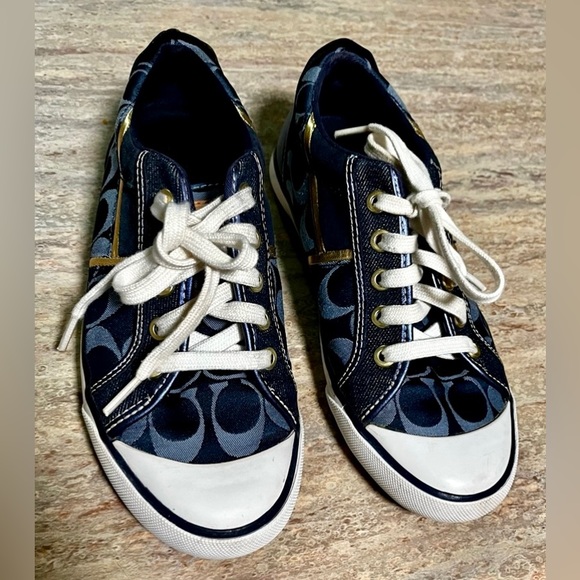 Coach Barrett sneakers navy blue and Gold - Picture 2 of 14